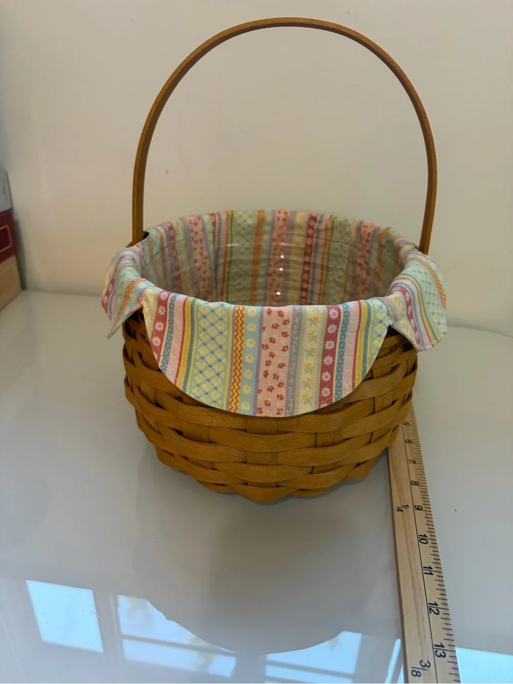 Longaberger 2008 Large Easter Pastel Multi-Stripe Lined Woven Basket